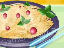 Спагетти с чесноком и базиликом